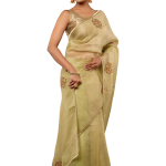 Heritage Green Antique Flower Organza Saree | All Over Antique Butta Work | Jaipurio Designer Collection
